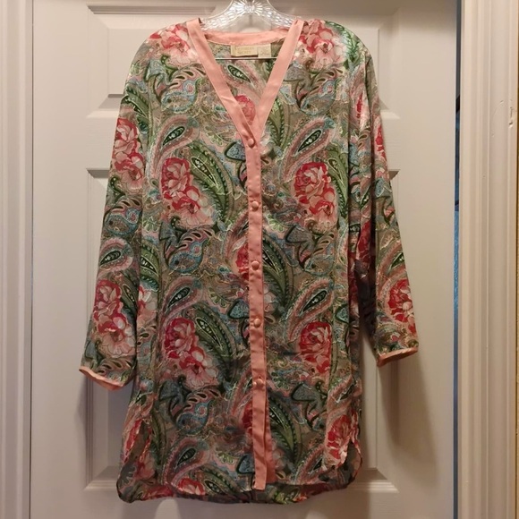 Vintage Gold Label Victoria Secret Floral Robe Button Up Oversized Size M/L - Picture 1 of 6